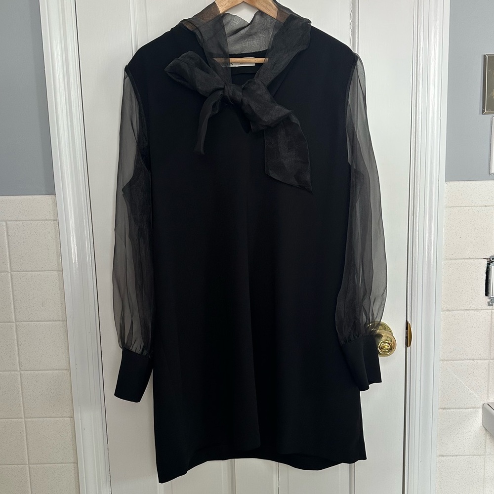 Zara Elegant Cocktail Dress with sheer sleeves